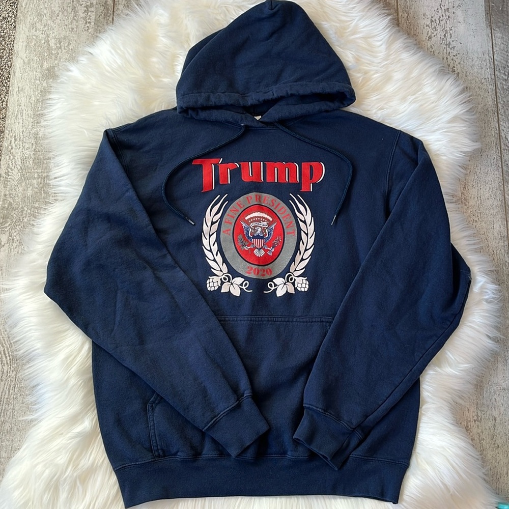 Port & Company Core Fleece Trump 2020 Navy Blue Hooded Sweatshirt Men’s Medium